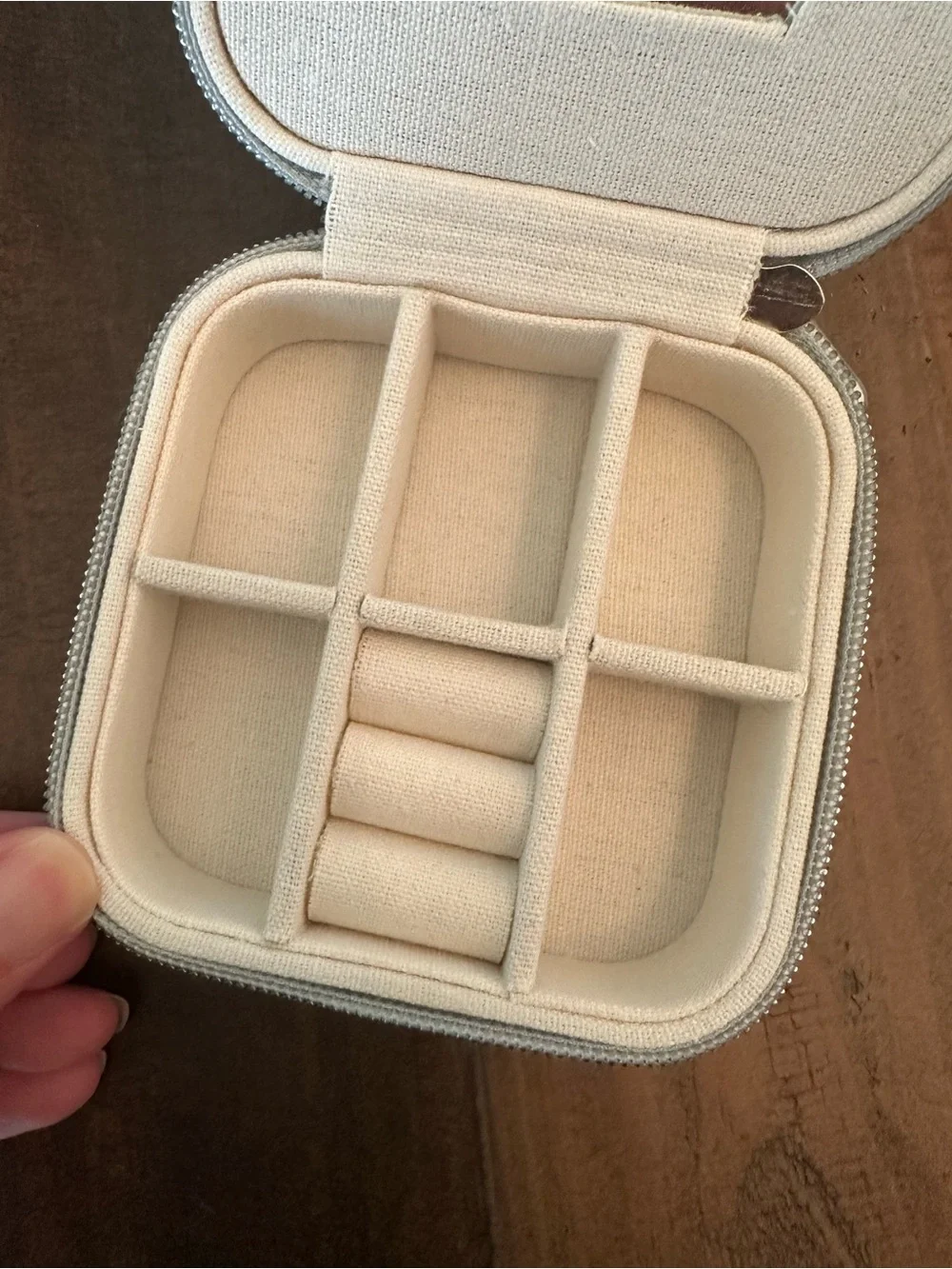 Milly Zebra-Print Jewelry Travel Case in White and Gray